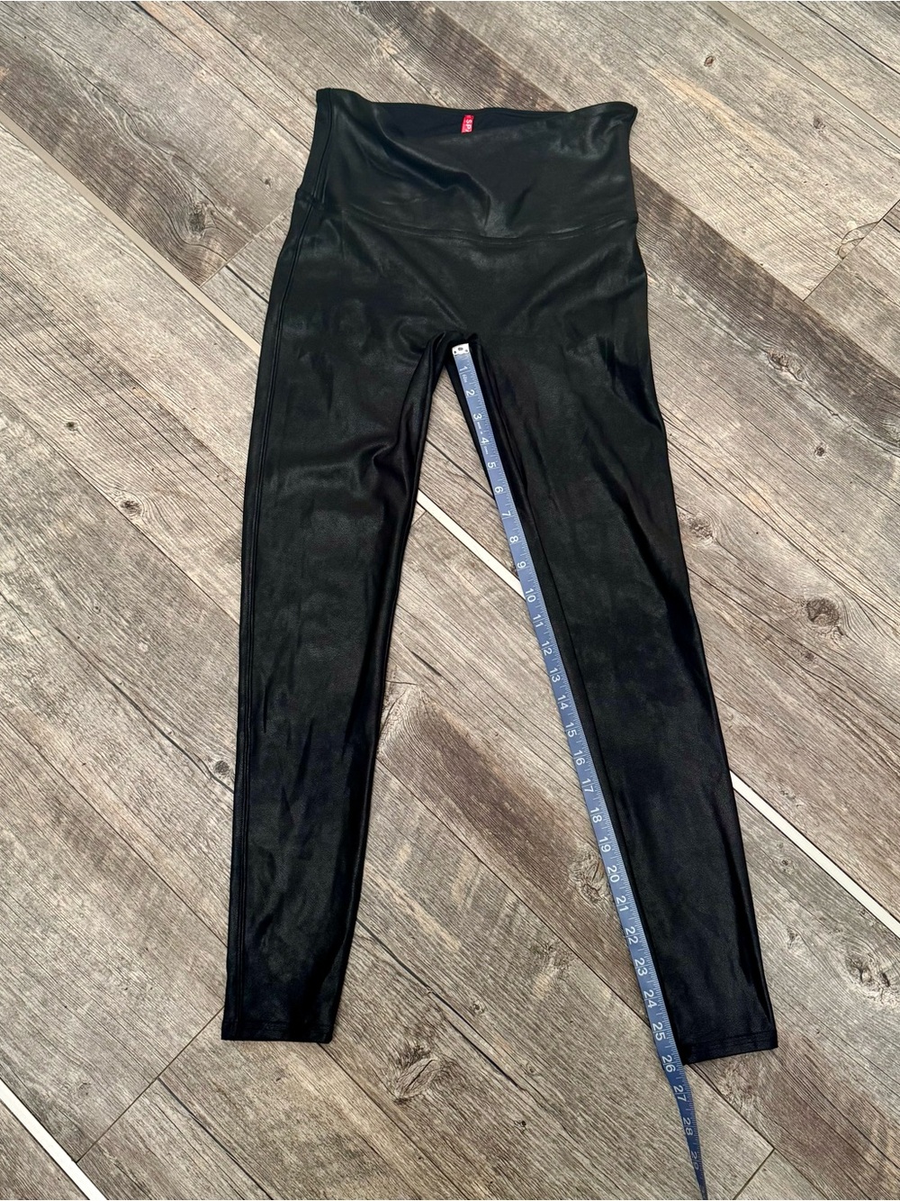 SPANXShape Leggings 4 pcs: 1 Black Faux Leather, 3 Velvet: Black, Gray, Bugundy - Picture 8 of 16